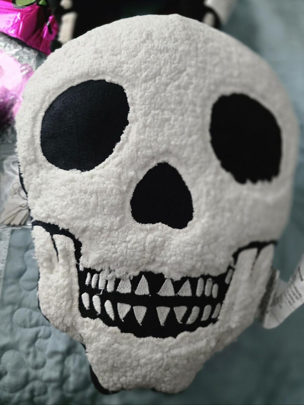 Halloween Skull Plush Throw Pillow - Cozy Accent